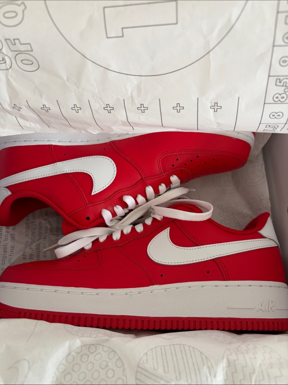 Nike Air Force 1 Low - Red with White Swoosh w/box - Picture 8 of 9